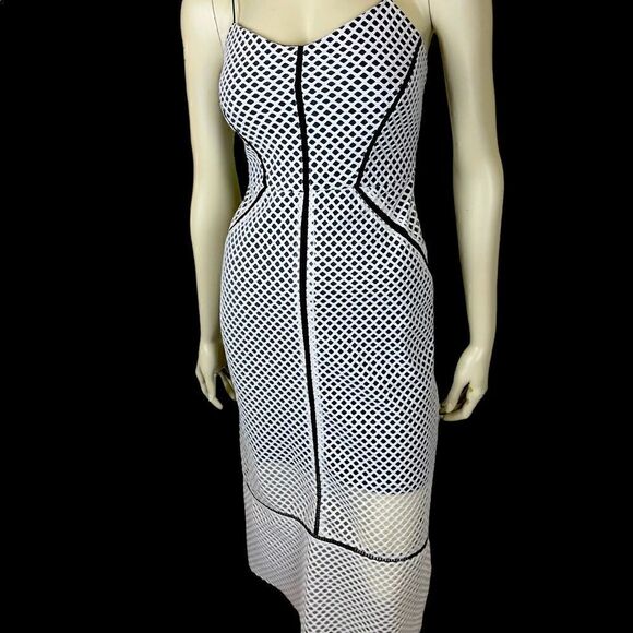 TopShop Black Slip Dress with White Mesh Overlay Size 6 - Picture 7 of 12